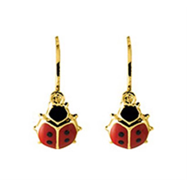 Boucles d'oreilles pendantes enfant coccinelle Or Jaune 750