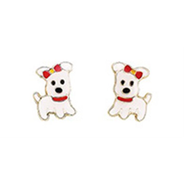 Boucles d'oreilles enfant chien clou Or Jaune 750
