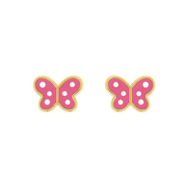 Boucles d'oreilles papillon clou laqué Or Jaune 750