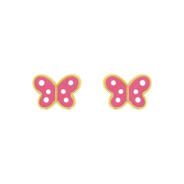 Boucles d'oreilles papillon clou laqué Or Jaune 750