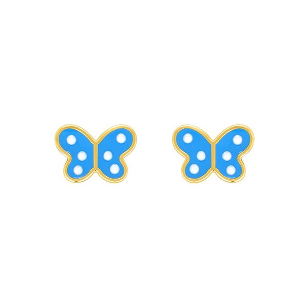 Boucles d'oreilles papillon clou laqué Or Jaune 750
