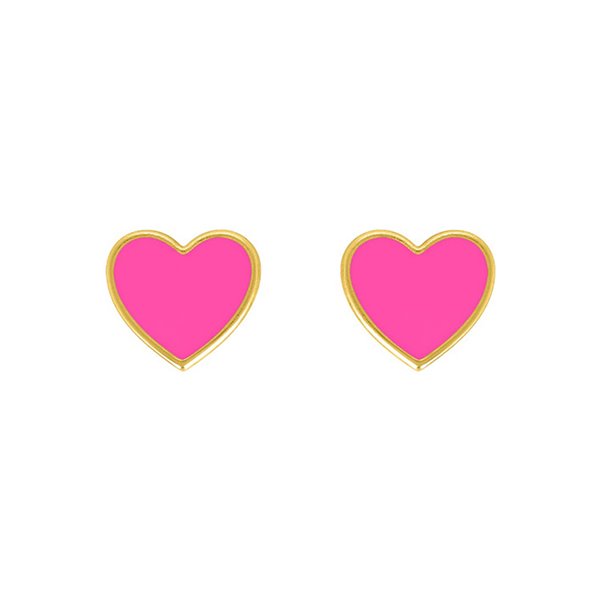 Boucles d'oreilles coeur clou laqué Or Jaune 750