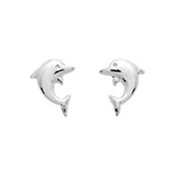 Boucles d'oreilles dauphin clou Or Blanc 750