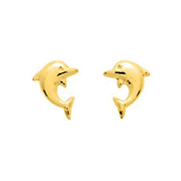 Boucles d'oreilles dauphin clou vis Or Jaune 750