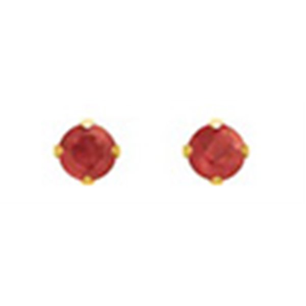 Boucles d'oreilles clou 4 griffes rubis 0.30c.Solitaire Or Jaune 750