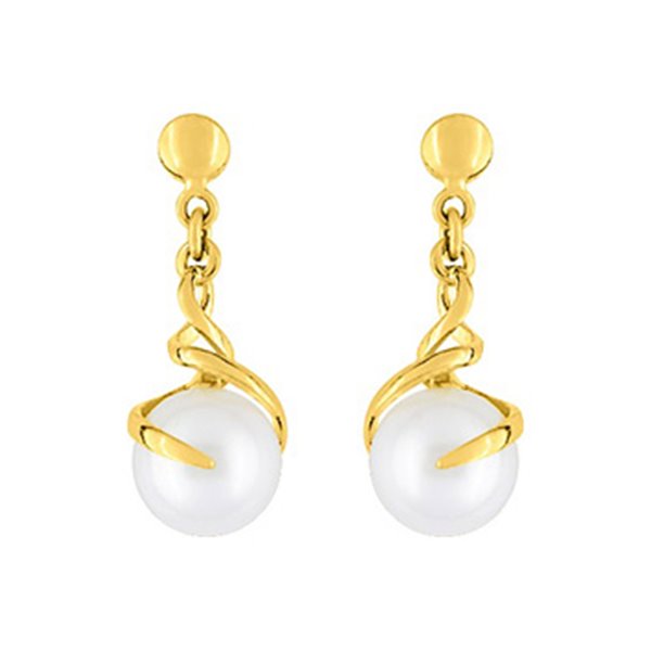 Boucles d'oreilles pendantes perle de culture d'eau douce Or Jaune 750
