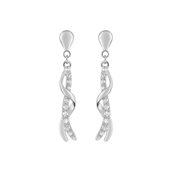 Boucles d'oreilles pendantes oxyde(s) de zirconium Or Blanc 750