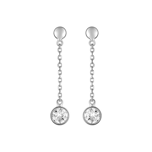 Boucles d'oreilles pendantes oxyde de zirconium Or Blanc 750