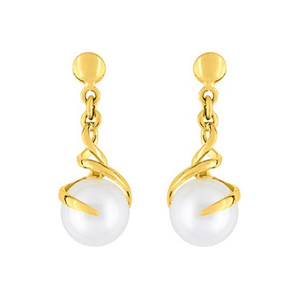 Boucles d'oreilles pendantes perles de culture Ø6 Or Jaune 375