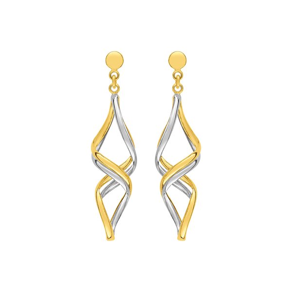 Boucles d'oreilles pendantes bicolore Or 375