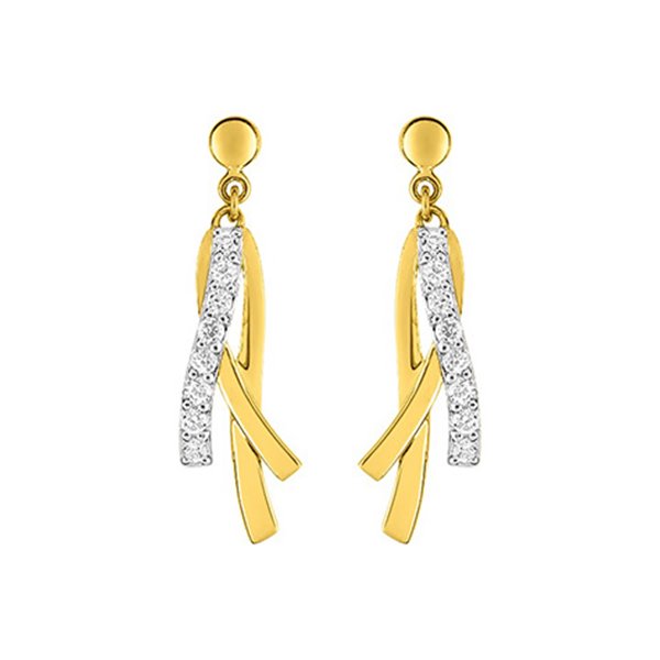 Boucles d'oreilles pendantes oxydes de zirconium Or Jaune 375 rhodiée