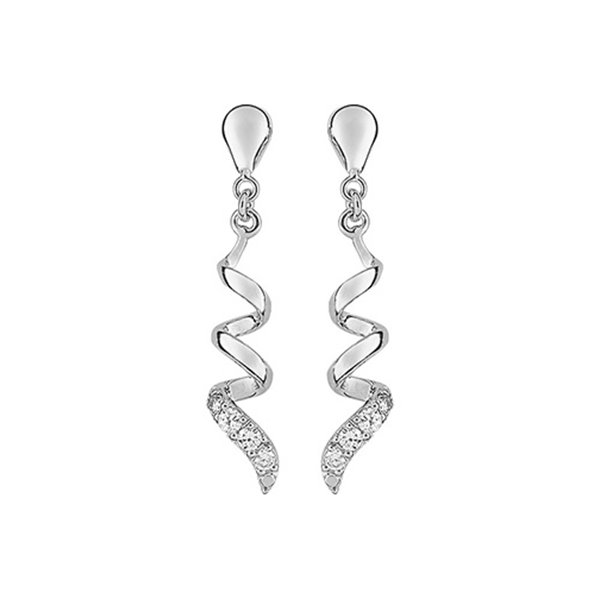 Boucles d'oreilles pendantes oxydes de zirconium Or Blanc 375
