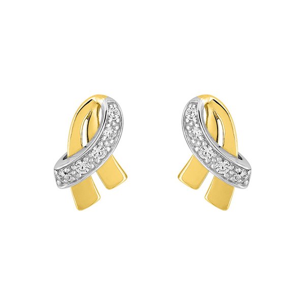 Boucles d'oreilles clou oxyde(s) de zirconium Or Jaune 375 rhodiée