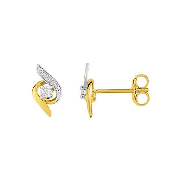 Boucles d'oreilles clou diamant 0.012 Or Jaune 375 rhodiée