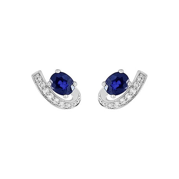 Boucles d'oreilles clou saphir trilogie oxyde(s) de zirconium Or Blanc 375
