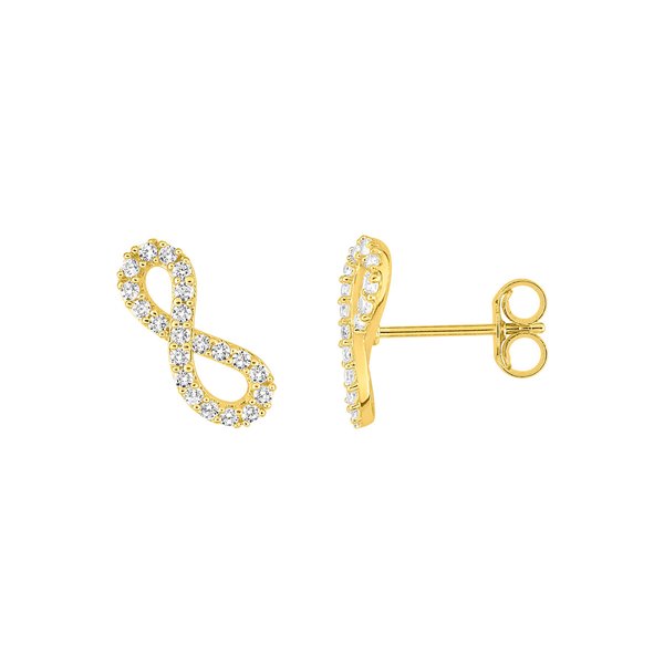 Boucles d'oreilles infini clou oxydes de zirconium Or Jaune 375