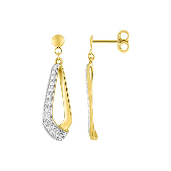 Boucles d'oreilles pendantes oxydes de zirconium Or Jaune 375 rhodiée