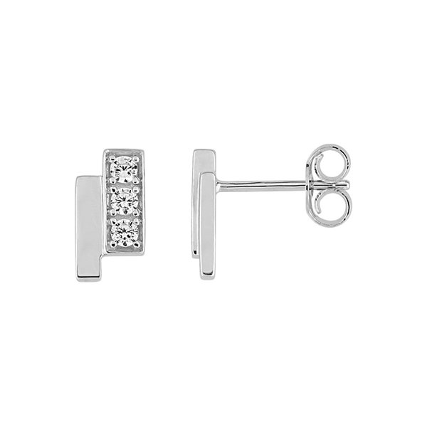 Boucles d'oreilles clou oxydes de zirconium Or Blanc 375