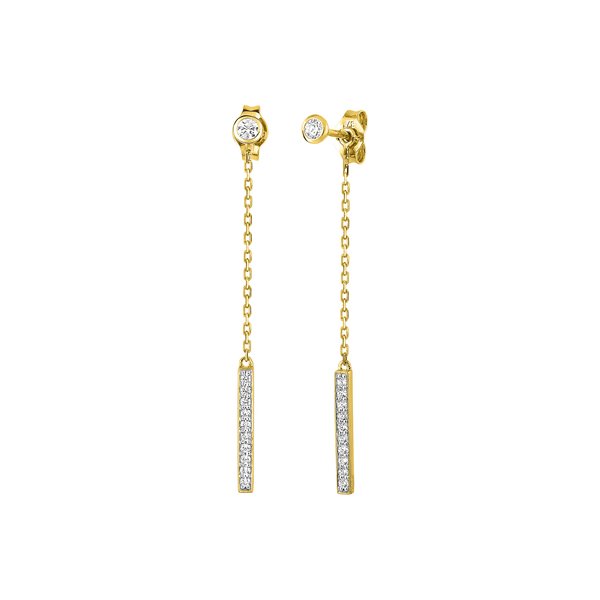 Boucles d'oreilles pendantes oxydes de zirconium Or Jaune 375 rhodiée