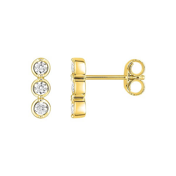 Boucles d'oreilles clou oxydes de zirconium Or Jaune 375