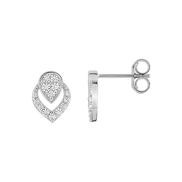 Boucles d'oreilles clou oxydes de zirconium Or Blanc 375