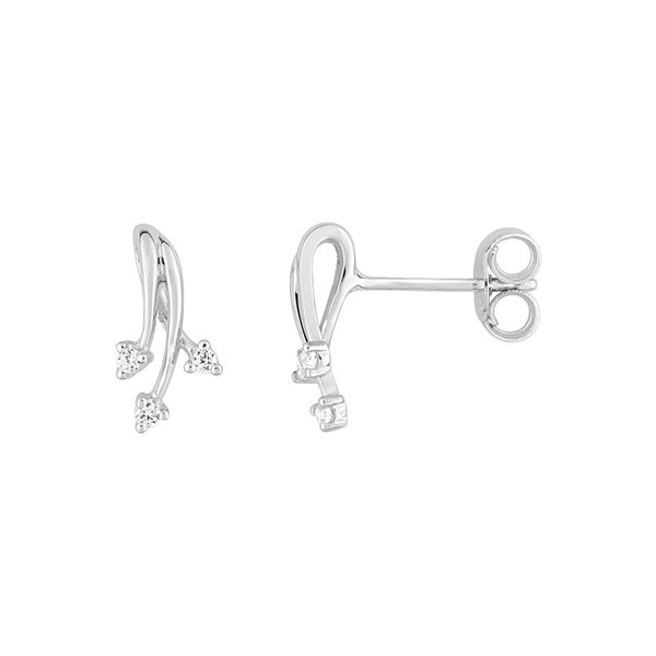 Boucles d'oreilles clou oxydes de zirconium Or Blanc 375