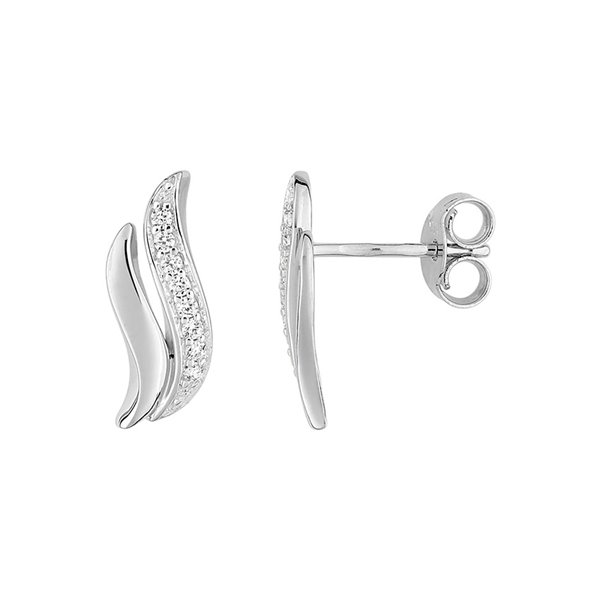 Boucles d'oreilles clou oxydes de zirconium Or Blanc 375