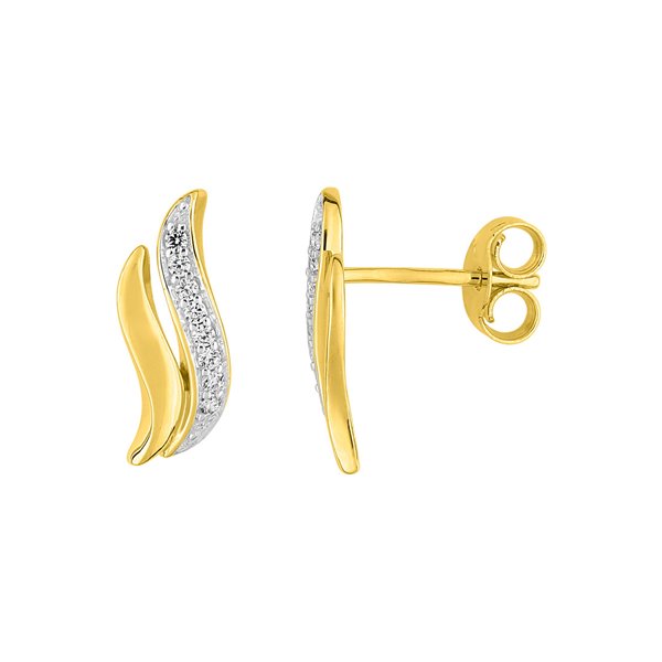Boucles d'oreilles clou oxyde de zirconium Or Jaune 375 rhodiée