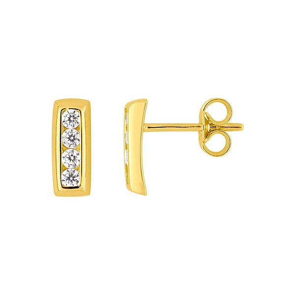 Boucles d'oreilles clou oxydes de zirconium Or Jaune 375