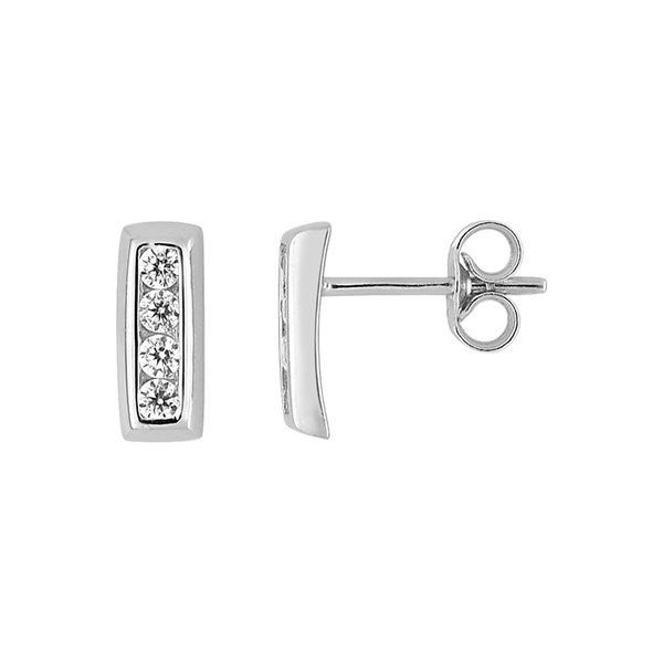 Boucles d'oreilles clou oxydes de zirconium Or Blanc 375