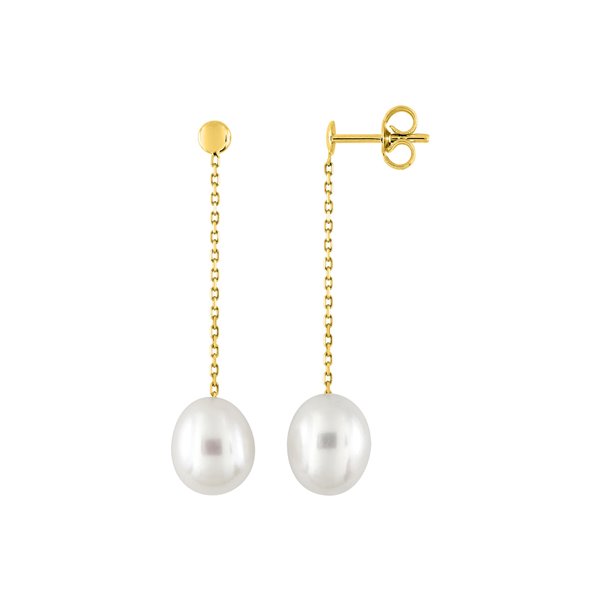 Boucles d'oreilles pendantes perle de culture d'eau douce Or Jaune 375