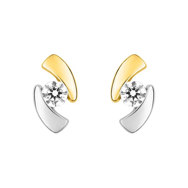 Boucles d'oreilles clou oxyde(s) de zirconium Or Jaune 750 rhodiée