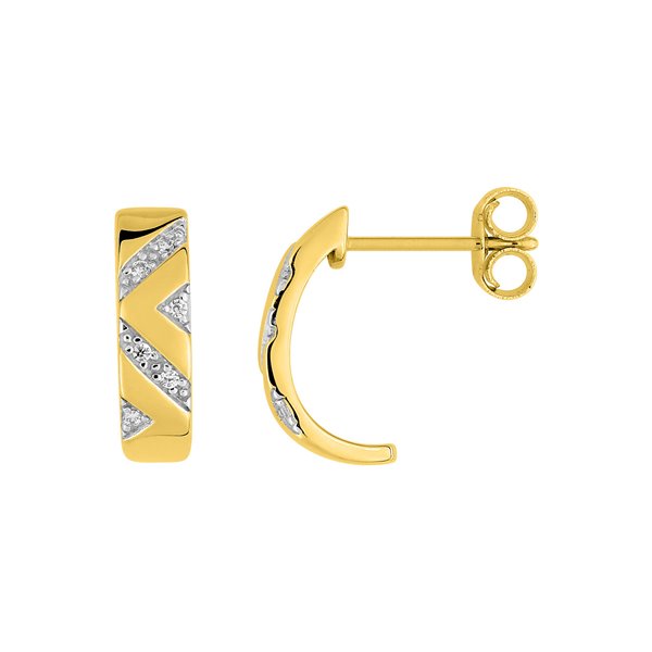 Boucles d'oreilles pendantes diamant 0.05ct Or Jaune 750 rhodiée