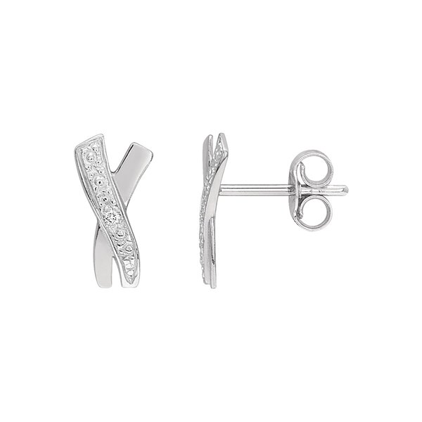 Boucles d'oreilles clou diamant 0.01ct Or Blanc 750
