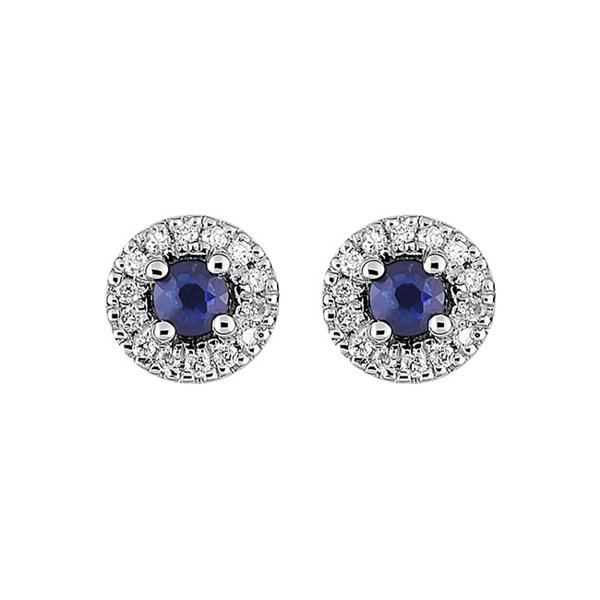 Boucles d'oreilles clou diamant 0.08ct saphir Or Blanc 750