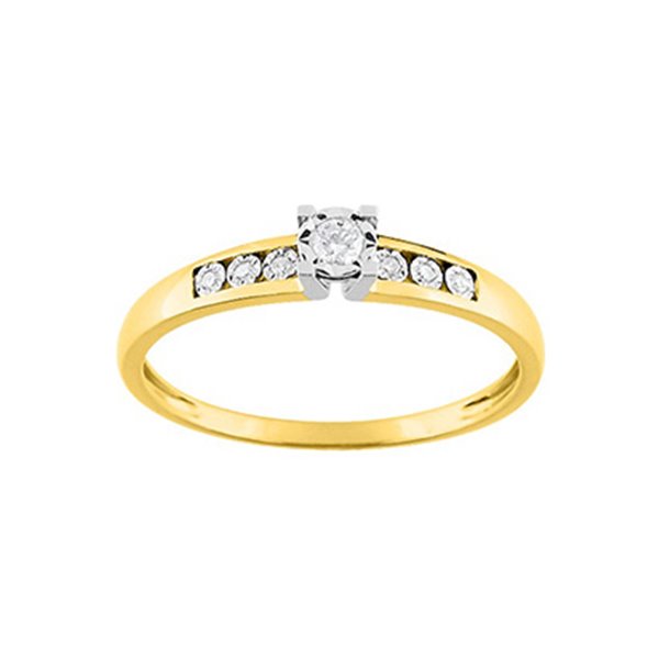 Solitaire diamant 0.07ct Or Jaune et blanc Or 750
