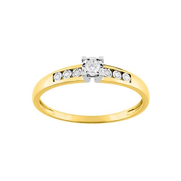 Solitaire diamant 0.07ct Or Jaune et blanc Or 750