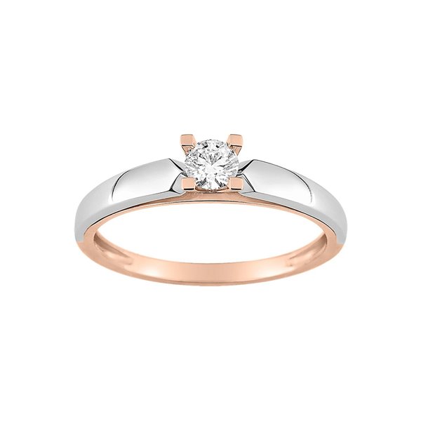 Solitaire diamant 0.20ct Or Rose et Blanc Or 750