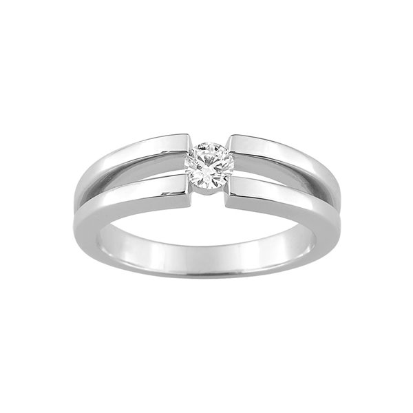 Solitaire diamant 0.14ct Or Blanc 750