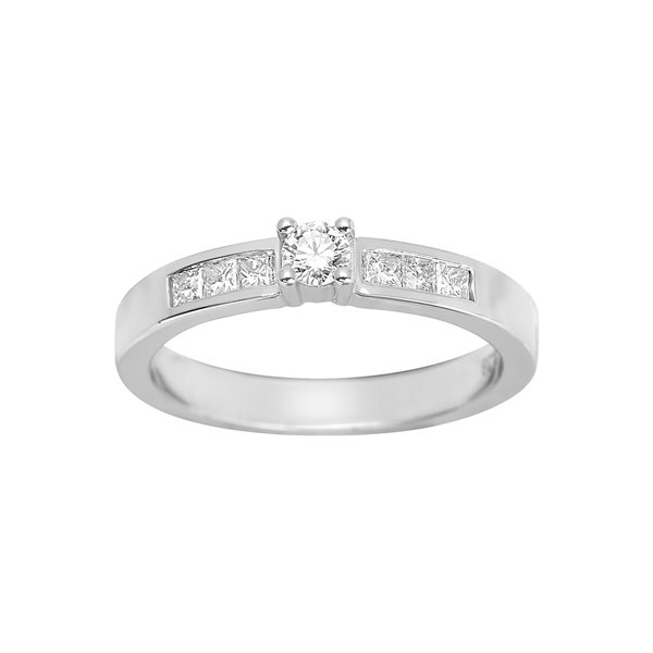 Solitaire diamant 0.39ct Or Blanc 750
