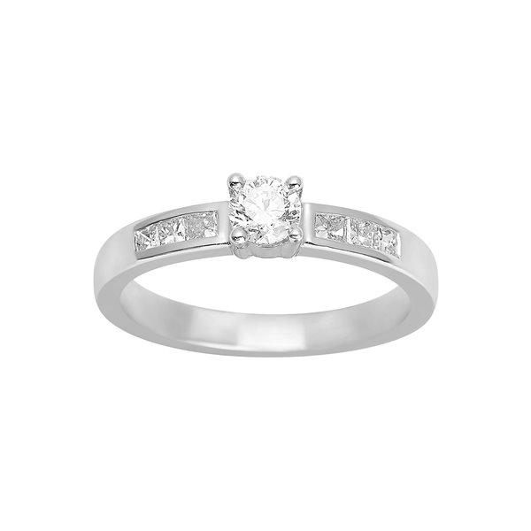 Solitaire diamant 0.57ct Or Blanc 750