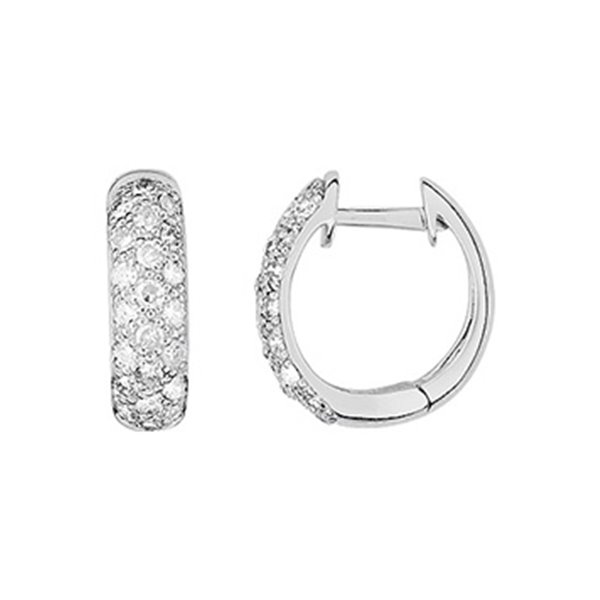 Boucles d'oreilles créoles diamant 0.25 Or Blanc 750