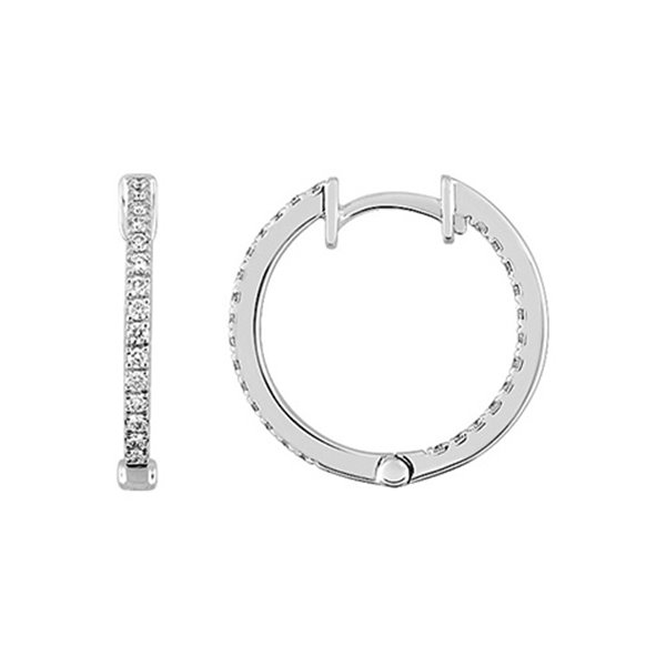 Boucles d'oreilles créoles diamant 0.402 Or Blanc 750