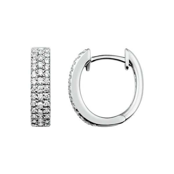 Boucles d'oreilles créoles diamant 0.43 Or Blanc 750