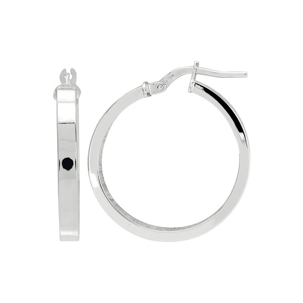 Créoles fil rectangle Or Blanc 750 20mm