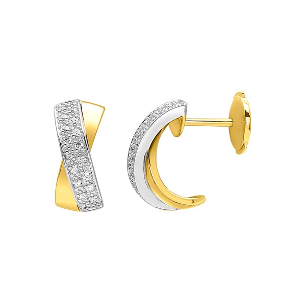 Boucles d'oreilles créoles diamant 0.16ct Or 750 bicolore