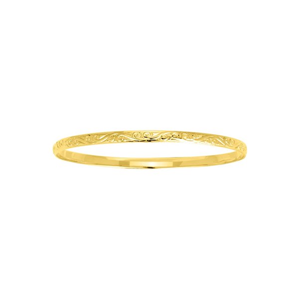 Jonc fermé gravé Or Jaune 750