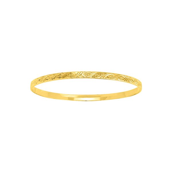 Jonc fermé gravé Or Jaune 750