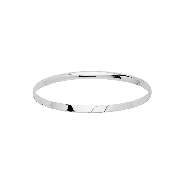 Demi-jonc plat massif Or Blanc 750