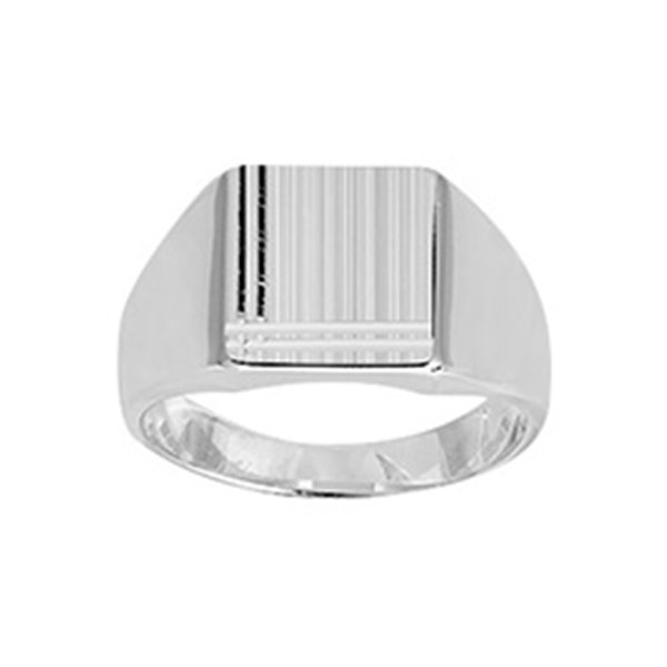 Chevalière argent plateau carré ciselée
